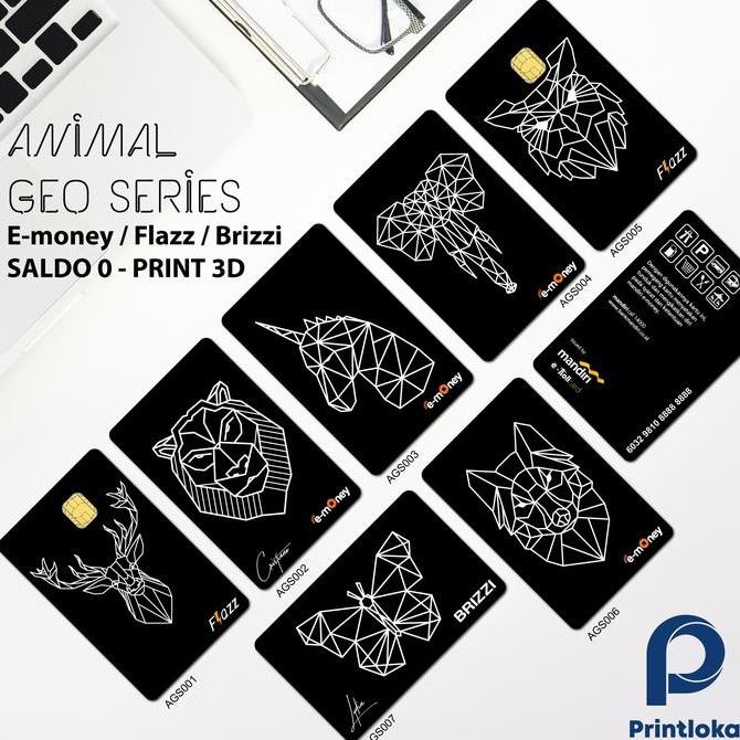 

Kartu Etoll Animal Geo 3D Timbul Emoney Flazz Custom Hadiah etol Gift