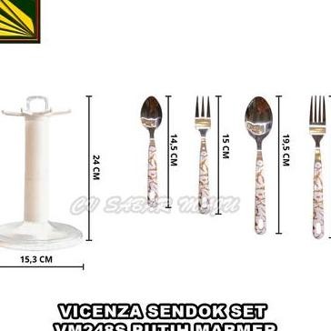 Vicenza Sendok Set Sendok Makan Motif Vicenza V248 Sendok Dan Garpu Vicenza Spoon Fork Putih Marmer 