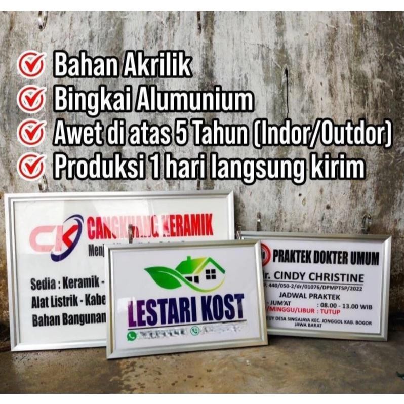 

COD, Plang Acrylic /Papan Dokter/Papan Kantor/Desa/Bidan/Sekolah dll,+ Lis alumunium siap pakai