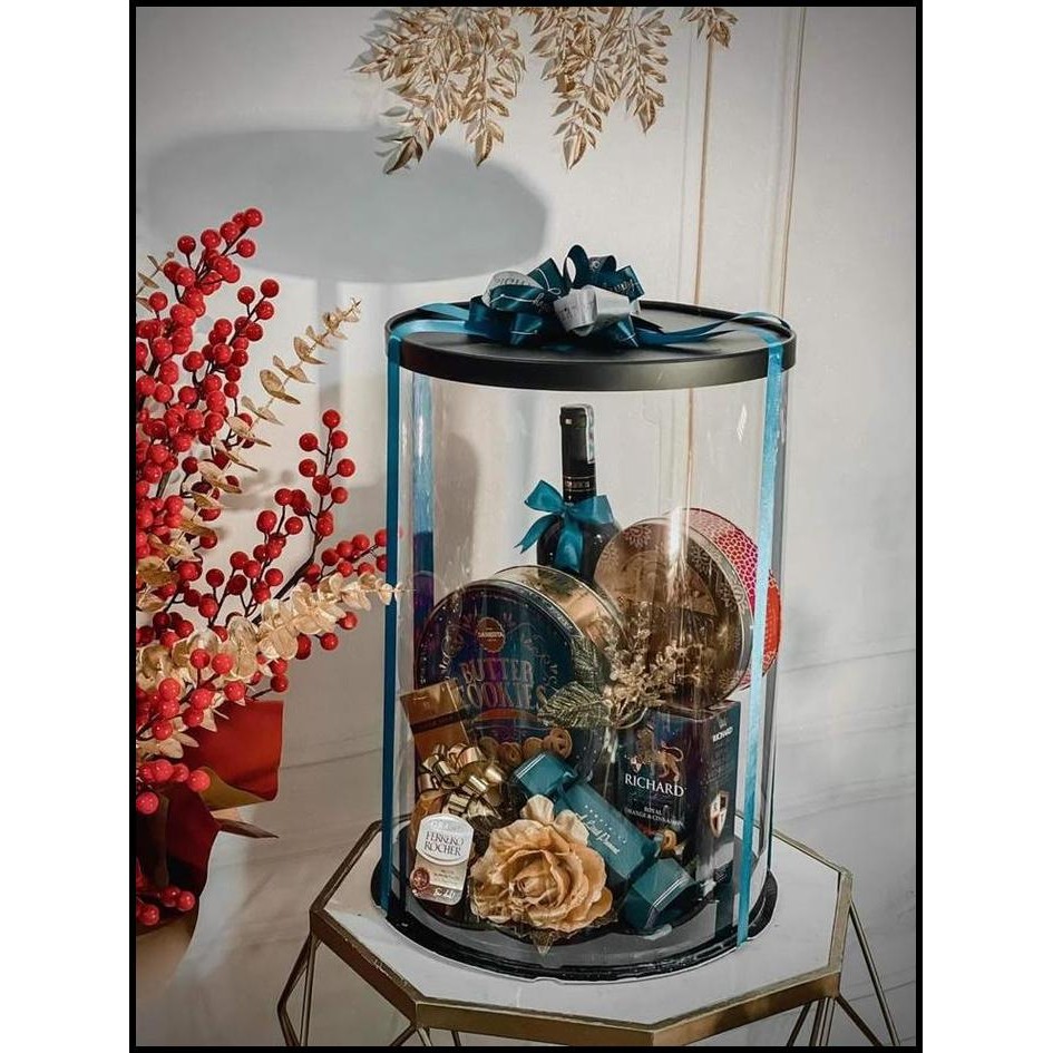 

D40 x T60 Cm Cake Box Kotak Kue Tart Gift Mika Bening Bulat + Tatakan