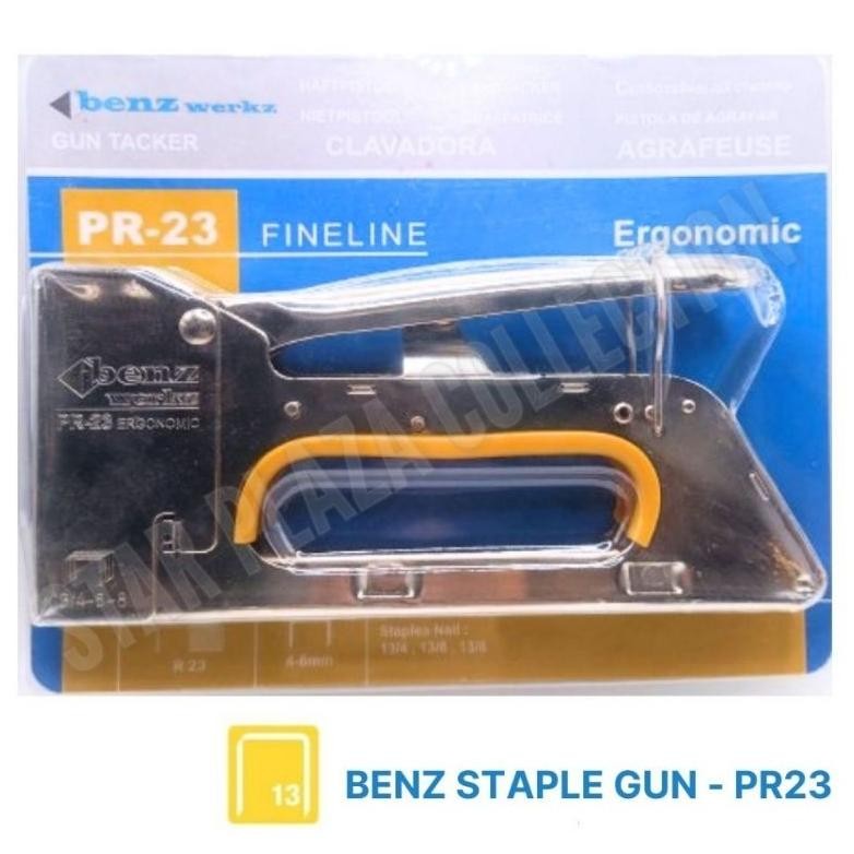 

BENZ WERKZ Staple Stapler Gun Tacker PR23 R23 - Alat Staples Hekter Gun Tembak Manual (untuk Pengerjaan Sofa, Jok Motor, Kursi, Laminating, Dekorasi)