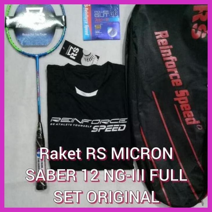 (OLAHRAGA) FREE PASANG RAKET BADMINTON RS MICRON SABER 12 NG-III FULL SET KOMPLIT SIAP KIRIM