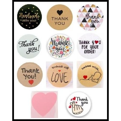 

D 2.5 Cm 500 pcs/Roll Aneka Sticker Label Bulat Hiasan Kemasan (PROMO)