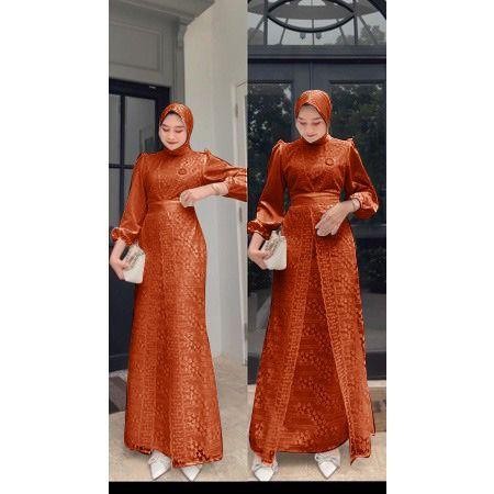 Ef Vannamille Id Maxi Dress Malika Brukat Fashion Muslim Wanita Oufit Lebaran Seragaman Pesta Gamis 