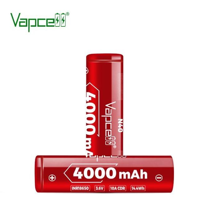 Baterai 18650 Vapcell N40 - 4000 Mah 10A | 100% Original