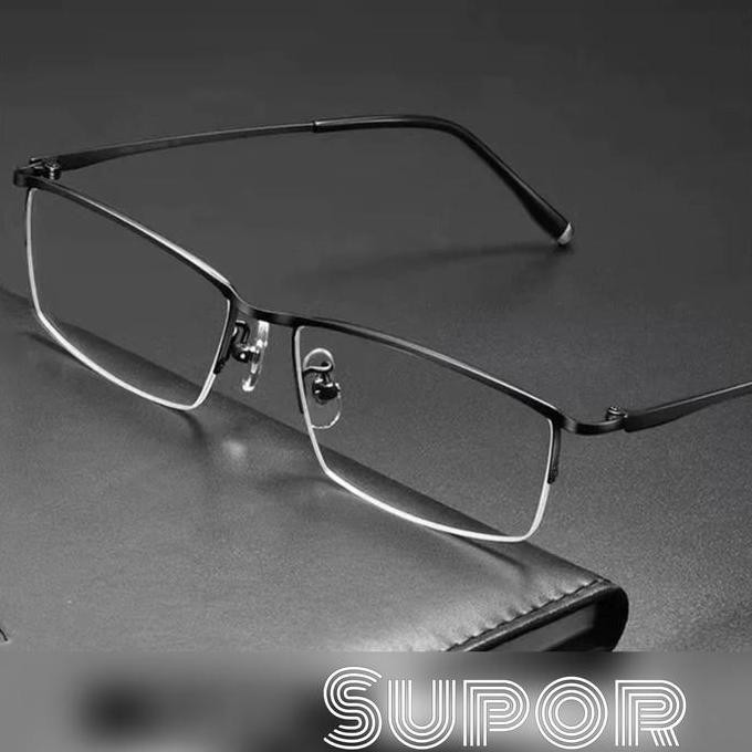 Frame kacamata minus HF19 Titanium half frame Minimalis elegan minus