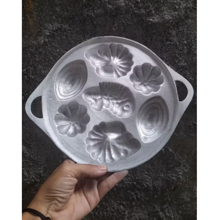 Cetakan motif seafood mix, Cetakan Bolu campur Lobang 7, Bolu Ikan, Bolu kerang