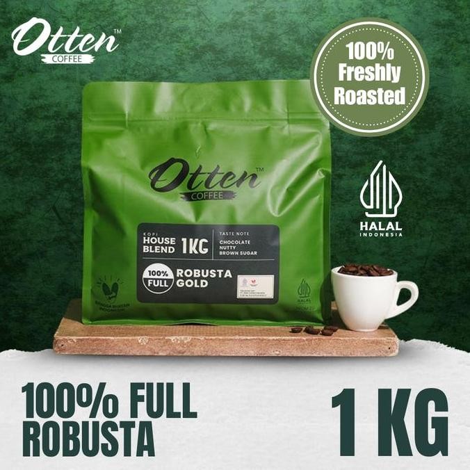 

baru biji kopi robusta gold house blend 1kg - bubuk kopi otten coffee 100%