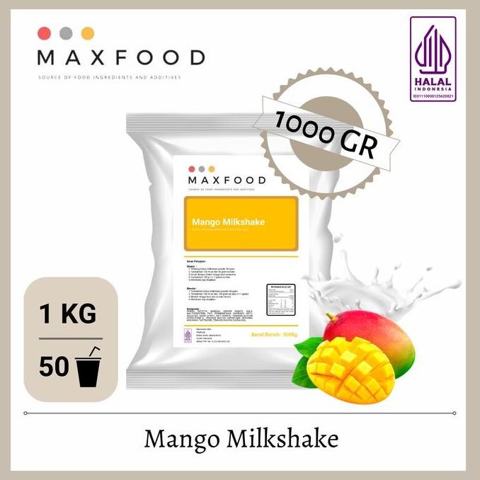 

baru maxfood bubuk minuman milkshake mangga 1kg - mango milkshake powder premium