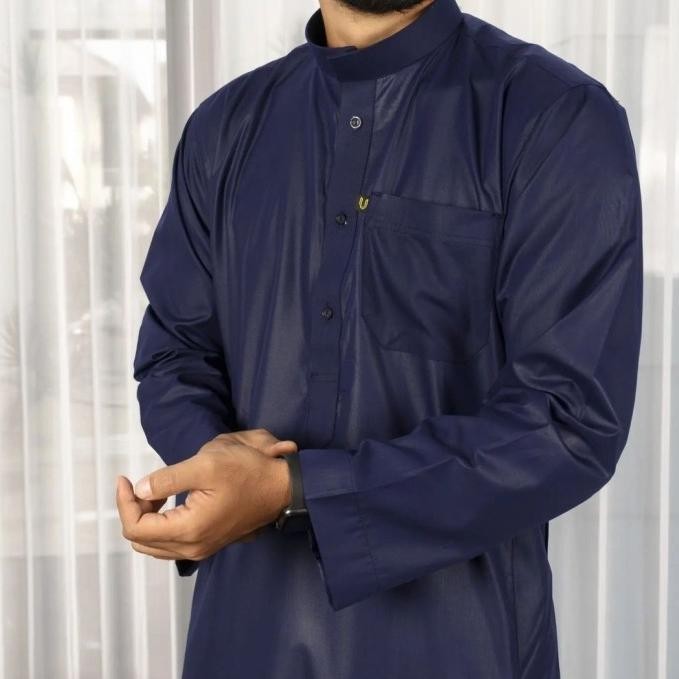 Gamis Pria Jubah Uhud Basic Polyester Platinum Al Haramain