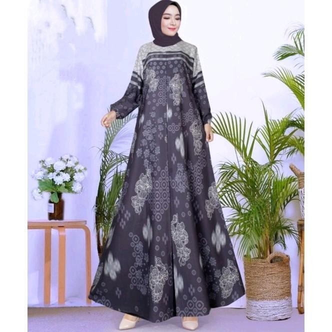 Ef Gamis Mortal Silk Tranding ( S-6L ) Kantong Motif Muslim Harian Dress Bunga Wanita Maxi Elegant