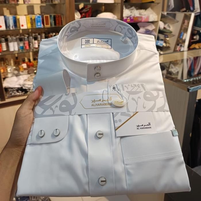 Jubah Al Haramain Putih Premium Manset 07