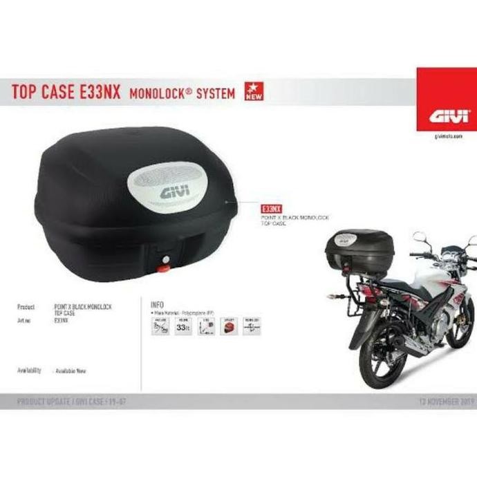 GIVI BOX E33 NX+BREKET BOX BEAT KARBU/BEAT FI - PAKETAN BOX MOTOR