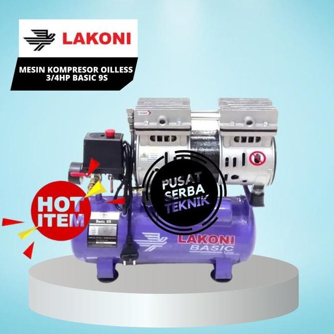 siap kirim kompresor lakoni basic 9s 3/4hp silent mini air compressor oilless