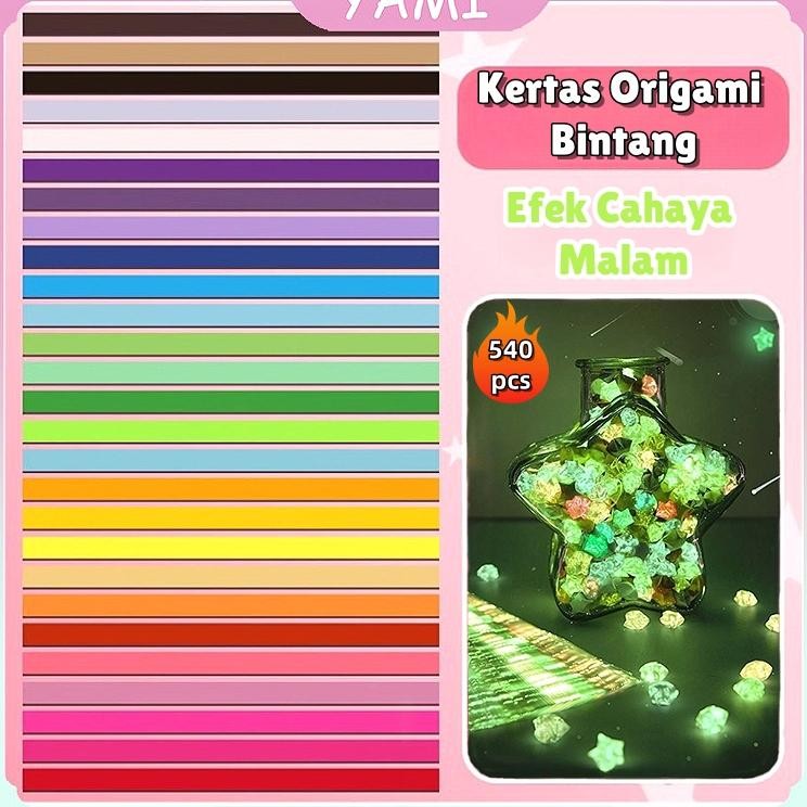

Cahaya Malam540Pcs Kertas Gami Bintang Star R Gami R Quilling Luminous Glown In The Dark
