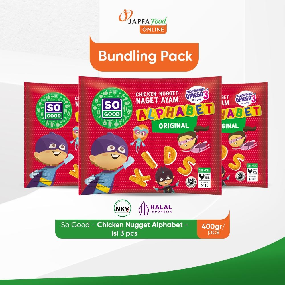 

So Good Chicken Nugget / Naget Ayam Alphabet 400gr - Isi 3 pack