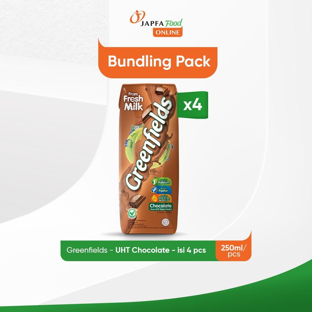 

Greenfields Susu UHT Chocolate 250 ml - Isi 4 pcs - 100% Fresh Milk dari Greenfields Farm