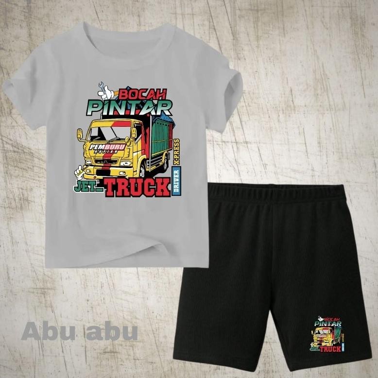 Um57 Setelan Kaos Anak Anak Truk Oleng 02 Umur 2-10 Th Uk.S,M,L,Xl