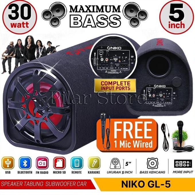 GRATIS MIC -Speaker Tabung-GL5 Bluetooth Radio / Salon Aktif / Salon Bluetooth / Speker Aktif / Salo