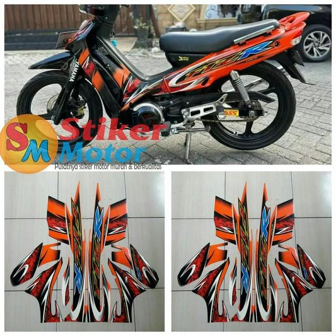 TERBARU STICKER MOTOR YAMAHA F1ZR 2005 ORANGE-HITAM