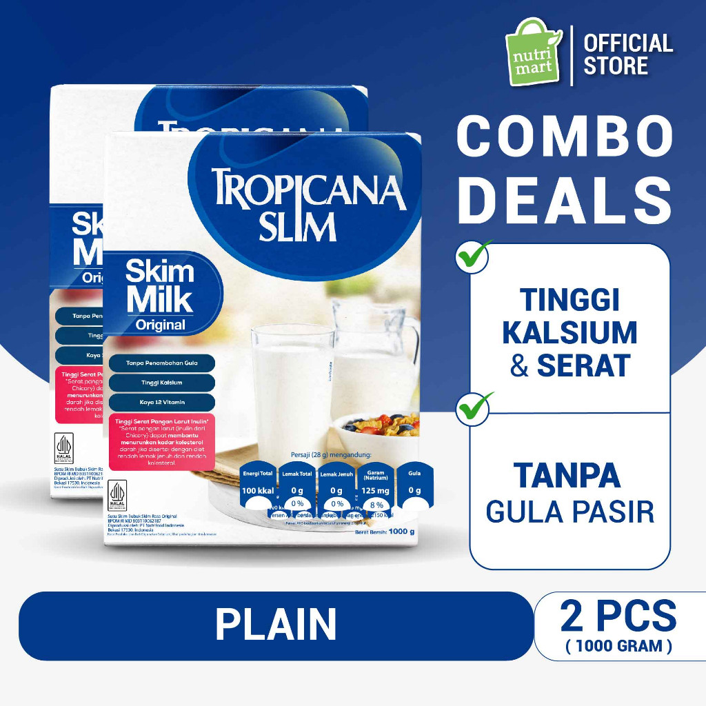 

Twin Pack - Tropicana Slim Susu Skim Original 1000 gram - Bantu Turunkan Kolesterol