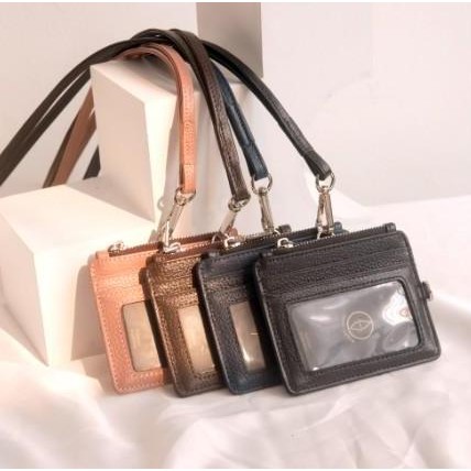 

Lanyard Id Card Name Tag Kulit Sapi Asli Simple Wallet Unisex Granada