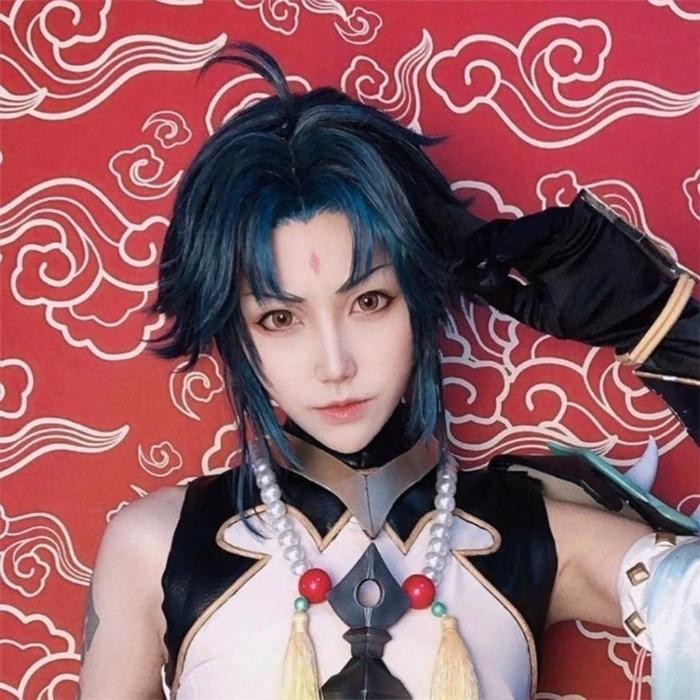 Genshin Impact Cosplay Xiao Wig / Rambut Ombre Hijau Pendek / Xiao Cosplay Wig