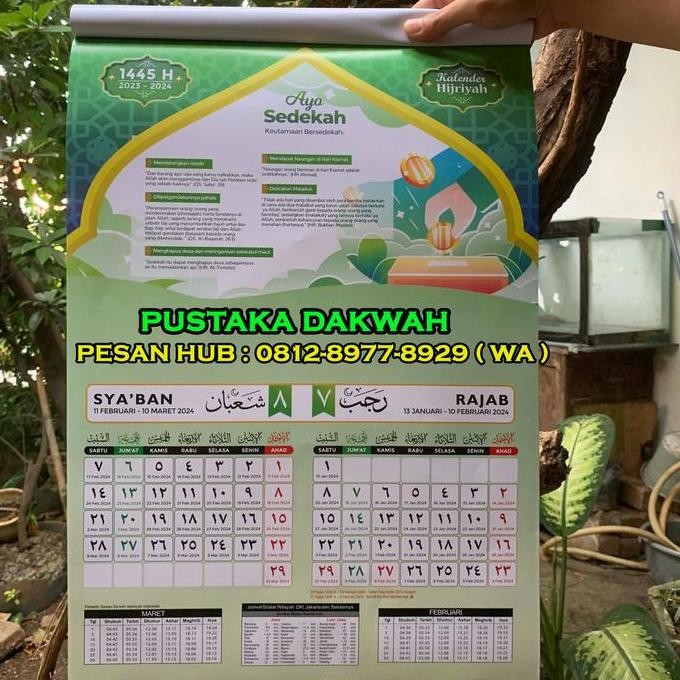 

New Kalender Hijriyah 1445 Full Colour Disertai Jadwal waktu Shalat Shaum