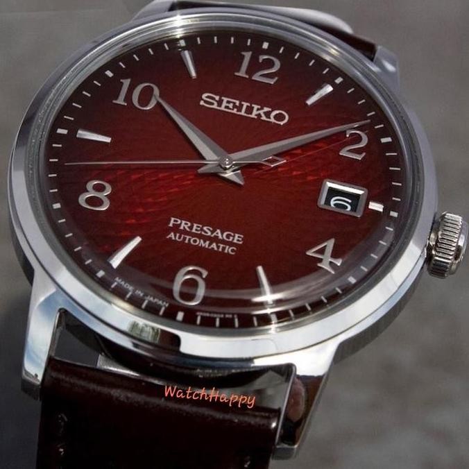 Baru Seiko Presage SRPE41J1 Cocktail Negroni Red Dial Brown Leather SRPE41