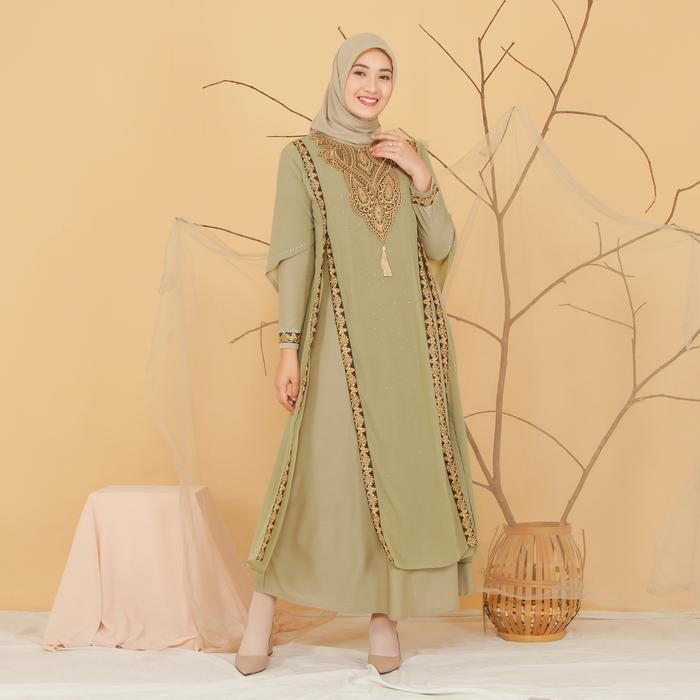 Ta9019V2 | Gamis Abaya Turki Terbaru 2023 Turkey Mewah Turky Warna Hijau Sage, Hijau Army, Dan Laven