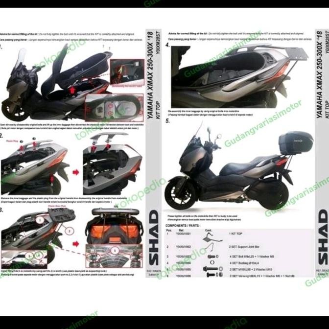 breket box xmax 300/xmax 250 asli merek shad