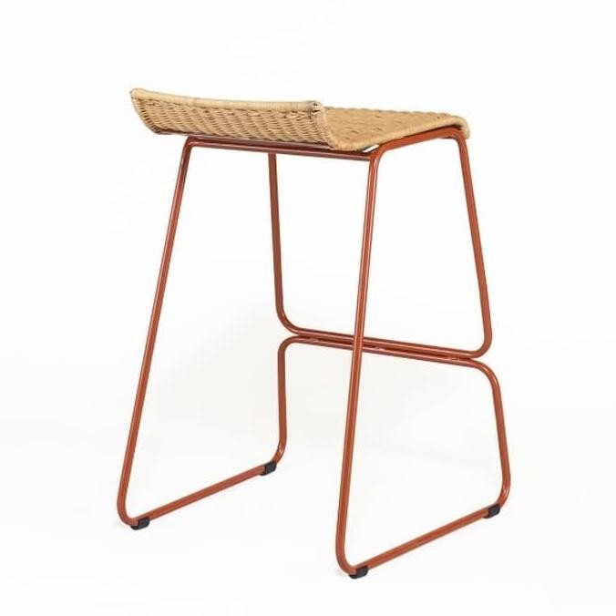 Kursi Bar Mikel Barstool Kafe Resto Dapur Rotan Honey Minimalis Rattan