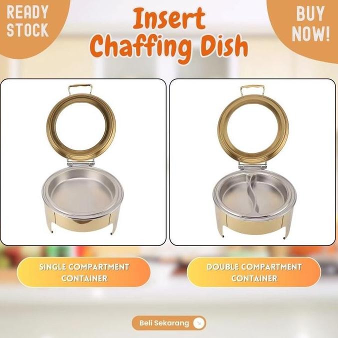 Food Pan Bulat Untuk Dalaman Prasmanan Bulat 6.8L Stainless Sekat