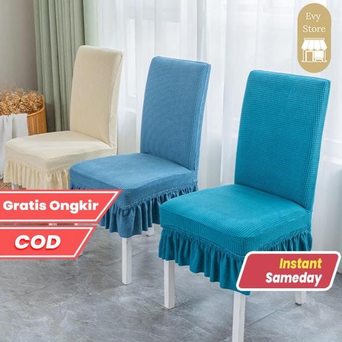Evy Sarung kursi makan Sarung kursi Sarung Kain Kursi Bangku Makan / Cover Sarung Kursi Makan Elasti