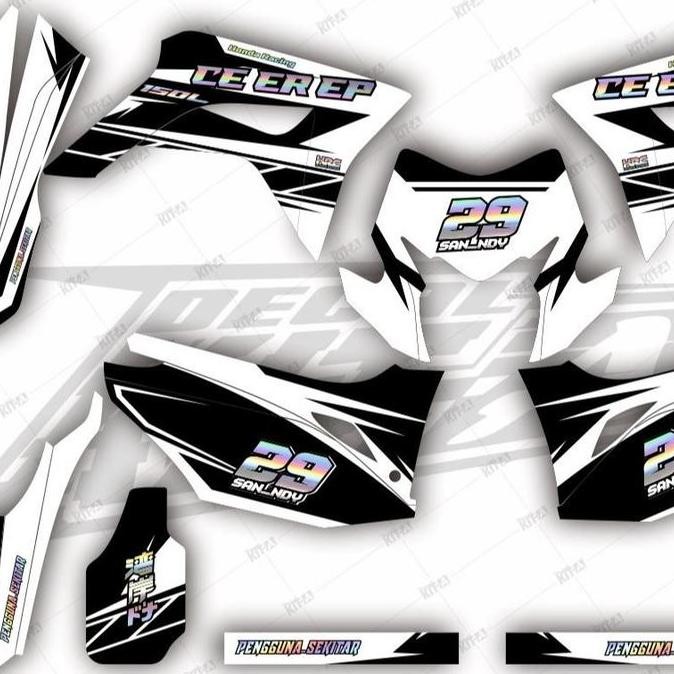 Decal Sticker Stiker CRF 150l Desn Simple Hitam Putih Full Hologram