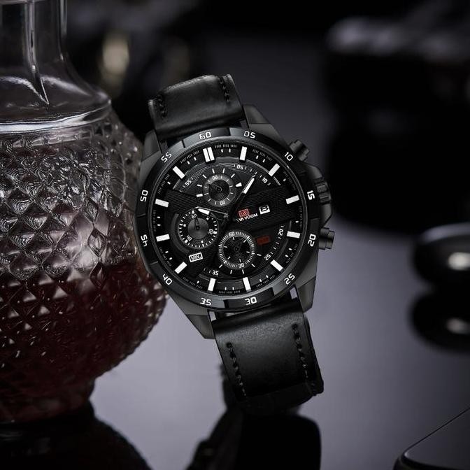 Vava Voom Jam Tangan Chrono Aktif Pria Elegan Strap Kulit Analog Anti Air Bergaransi 100% Ori Water 