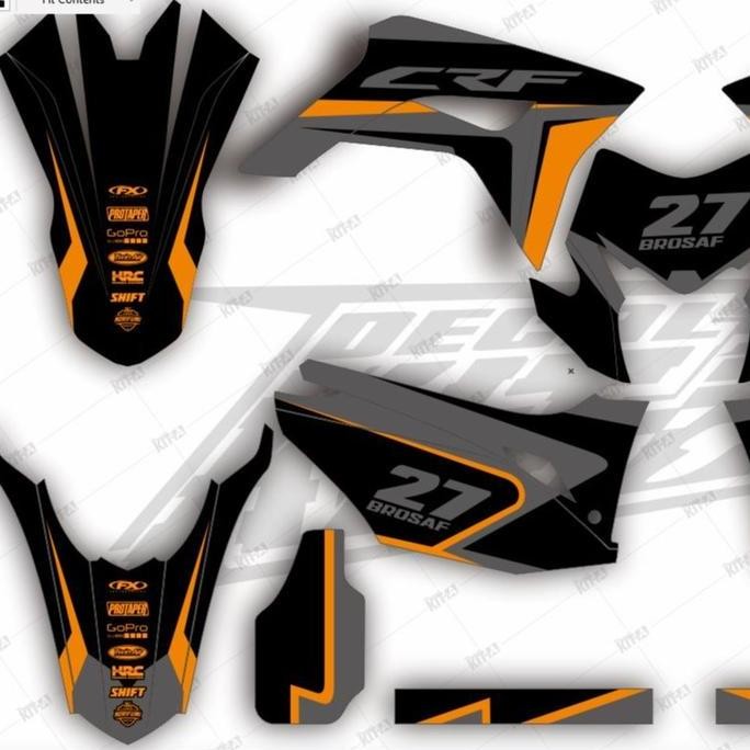 Decal setiker CRF 150L stiker motor CRF 150L WARNA HITAM ABU LIS OREN D-I2-