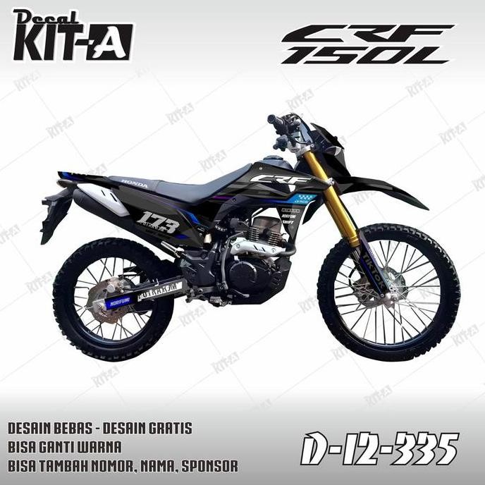 STIKER DECAL SUPERMOTO CRF 150L MOTIF HITAM ABU BIRU D-I2-335 D-I2-1513