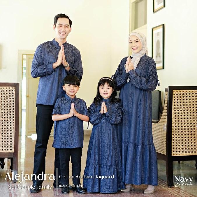 BSH Alejandra Set Couple Gamis Koko Wanita Muslim Sarimbit Cotton Arabian Jaguard Motif Abstrak Kond