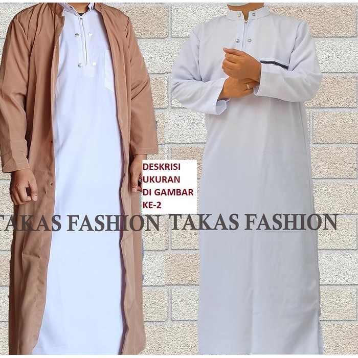 Sg 2Pcs Jubah Luaran + Jubah Dalam Pria / Jubah Gamis Pria Arab Terlaris