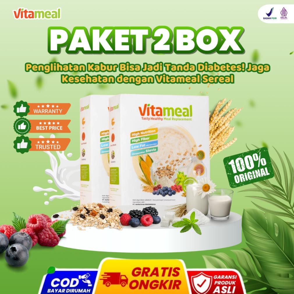 

(Terbaru) PAKET 2 BOX VITAMEAL Sereal Sehat Multigrain untuk Diet Ampuh Menurunkan Gula Darah Mencegah Diabetes Kolesterol dan Asam Lambung VITAMINILK HERBAL (Terlaris)