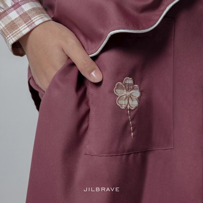 EF JILBRAVE Launa Dress Gamis Feminine Raya Lebaran Set Vest Kombinasi Motif Kotak Plaid