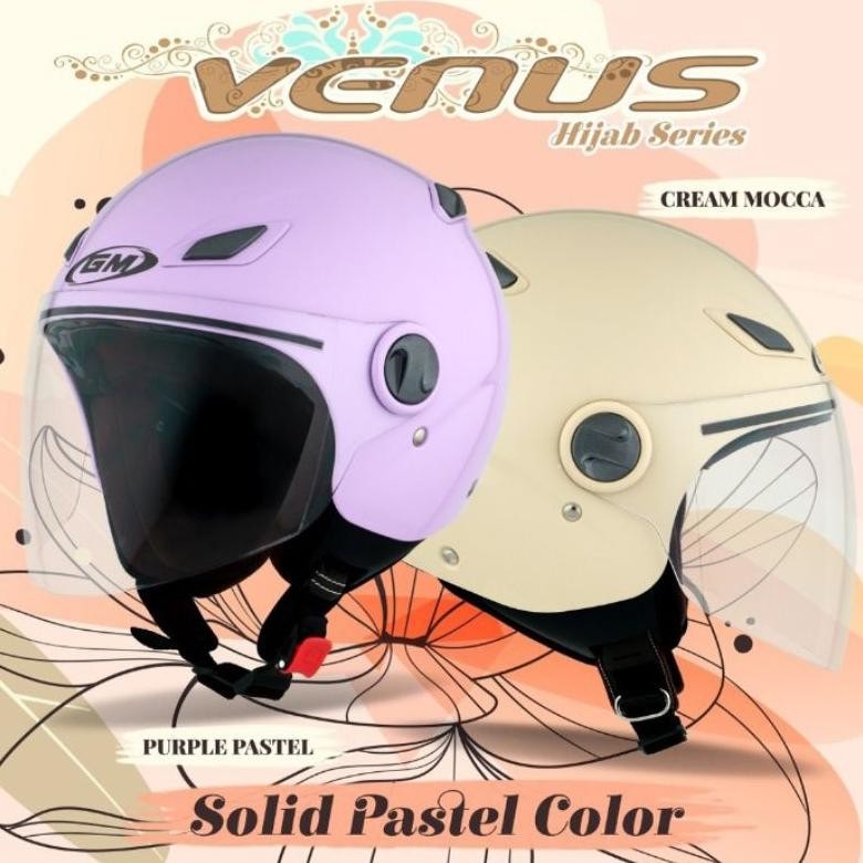 Helm Gm Venus Hijab Original / Helm Motor Retro Hijab / Helm Motor Vespa / Helm Motor Matic Kekinian