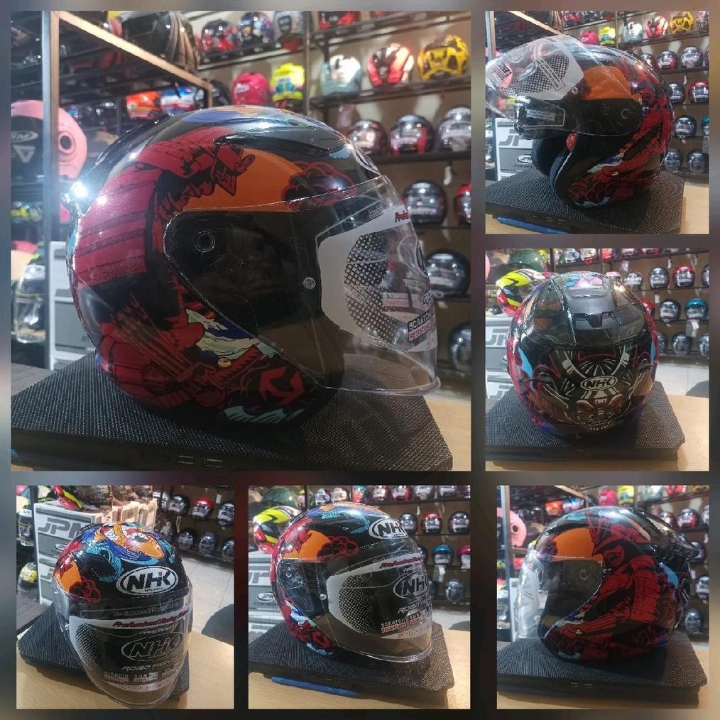 Helm Nhk R1 Motif Samurai Black Red Motif Terbaru