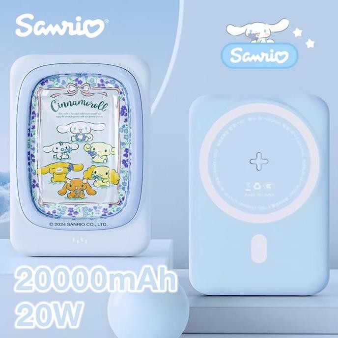 Cinnamoroll PowerBank Magsafe Original Sanrio 20000mAh Fast Charging 20W Wireless Magnetic USB Type 