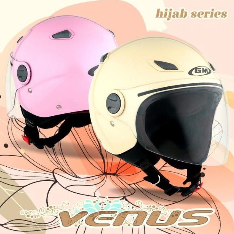Helm Gm Venus Hijab Original / Helm Motor Retro Hijab / Helm Motor Vespa / Helm Motor Matic Kekinian
