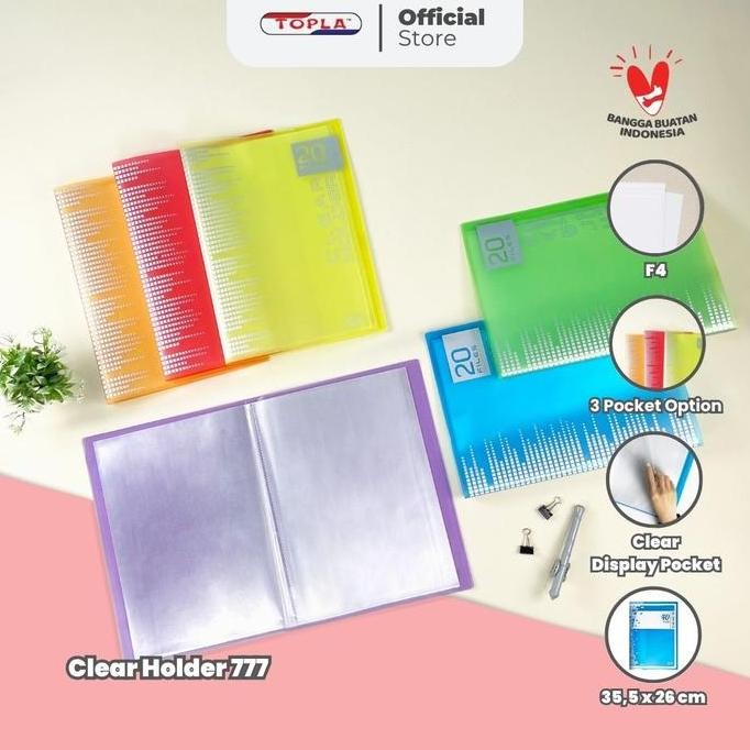 

Original Topla Map Dokumen Clear Holder 777 Warna Folio F4 40 Lembar Biru Hijau Kuning Merah