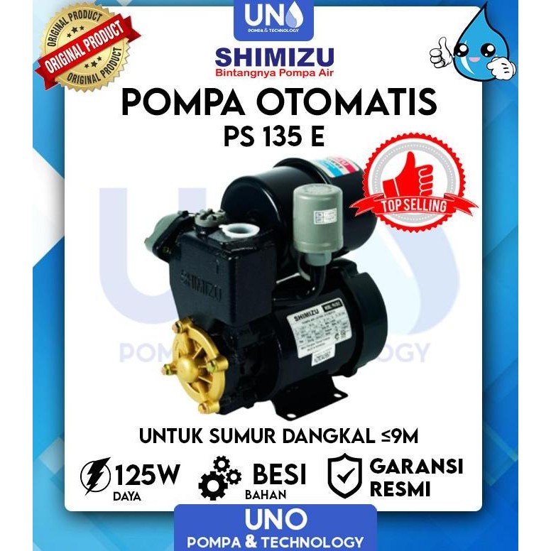 Original Shimizu PS 135E Pompa Air Otomatis Jet Pump Sumur Dangkal
