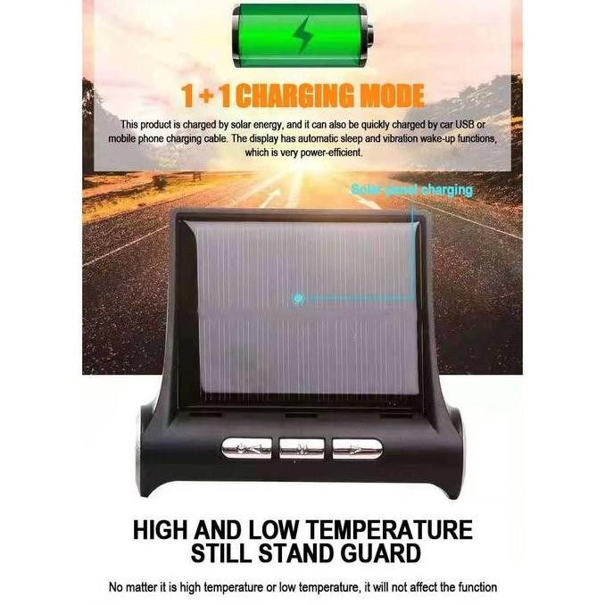Yoelbaer Monitoring Tekanan Ban Mobil Tpms Solar Panel Power Lcd Display 4 External Sensor Car Garan