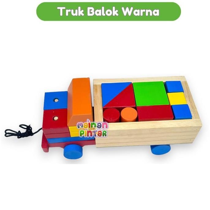 Truk Balok Kayu Warna Mainan Kayu Pintar Mainan Edukasi Anak